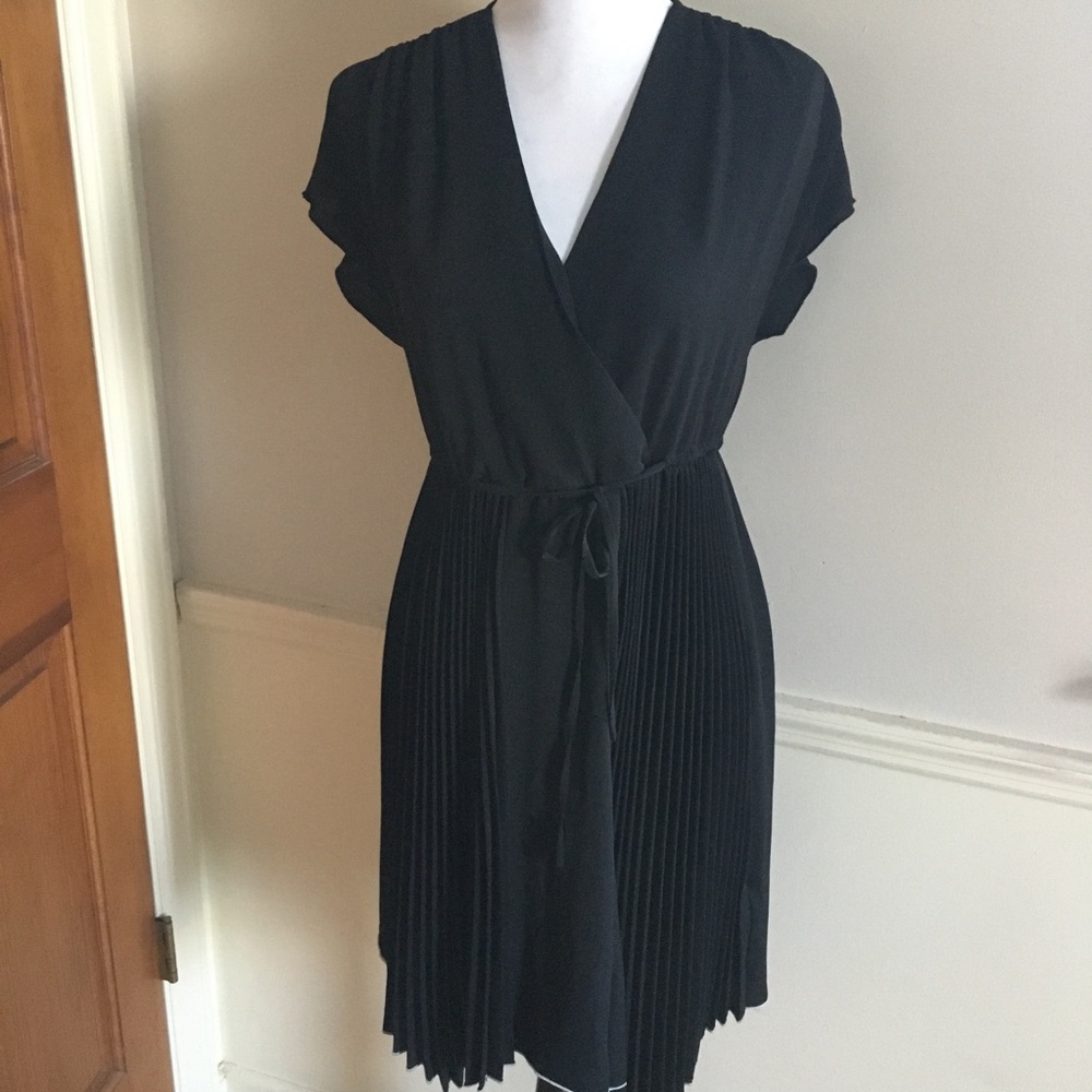 All Saints Black Myer Pleated Dress Sz Small - Picture 2 of 15